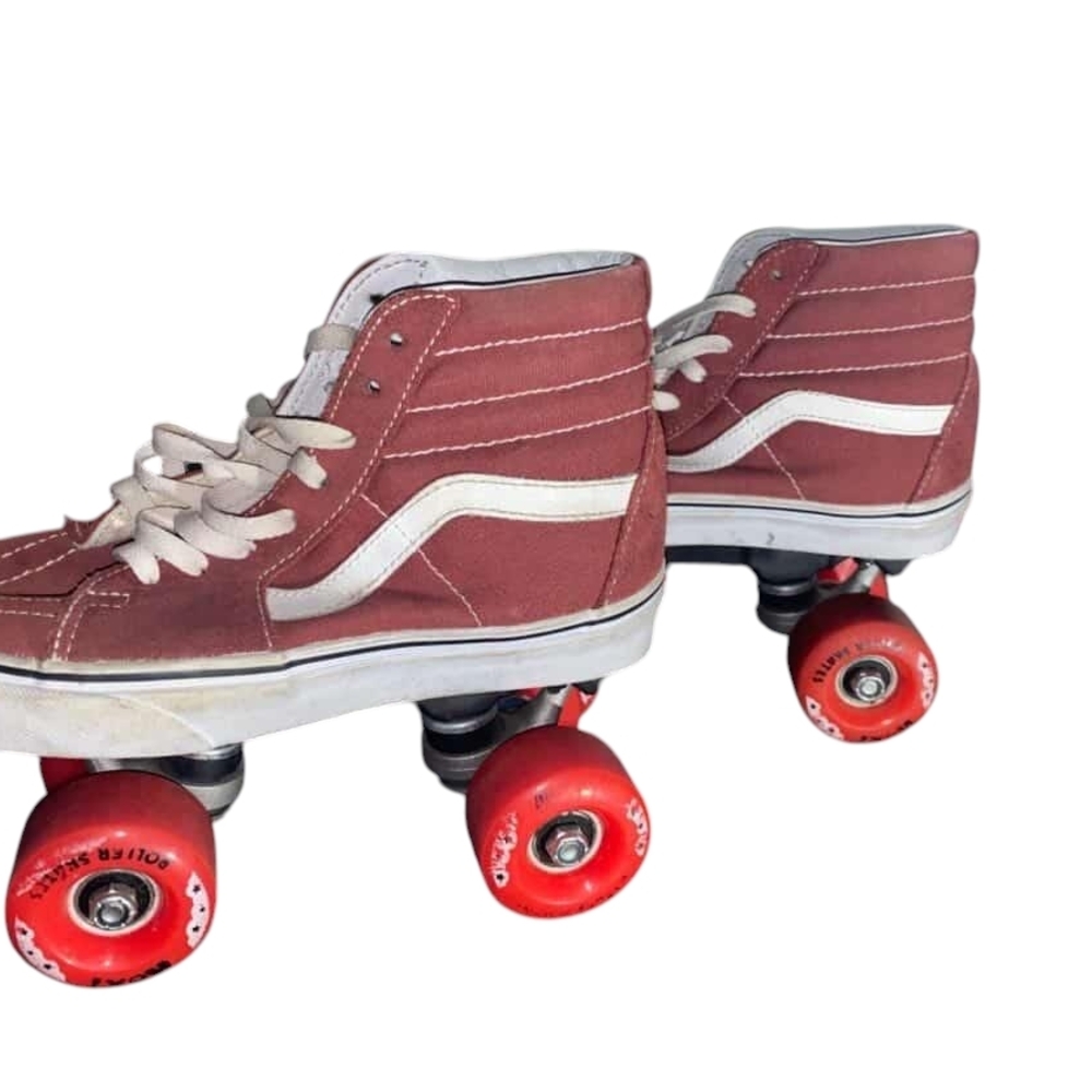 Vans Red and Black High-Top Quad Skates Custom Made